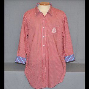 Lauren Ralph Lauren Mens Shirt Size L/XL Red & White Striped Button Down